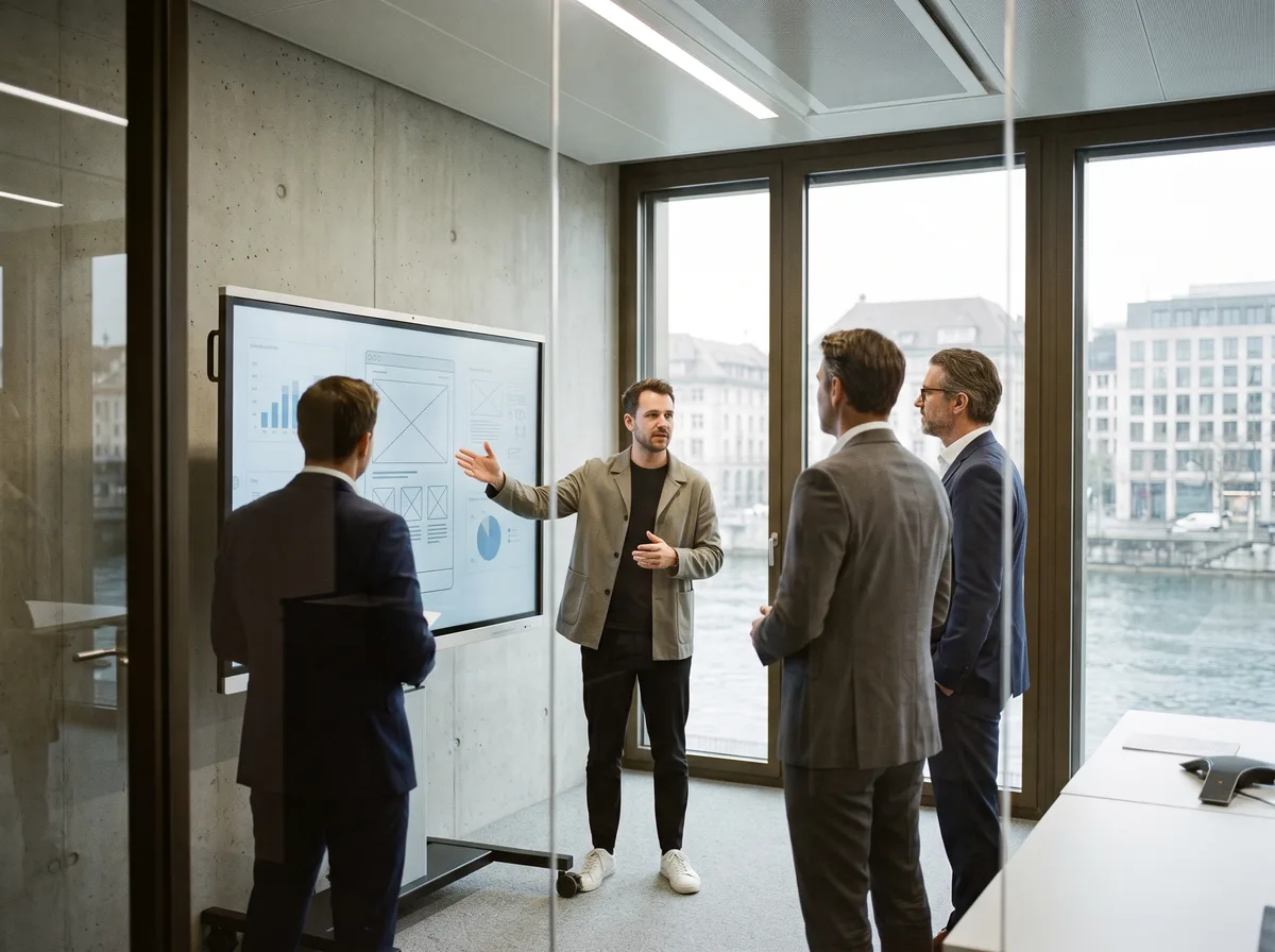 Presenting a design system in a Zürich fintech office